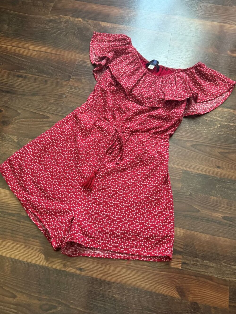 Blue Rain Ruffle Off-the-Shoulder Star Romper - Picture 3 of 9